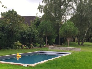 Piscine et muret près de Mouvaux